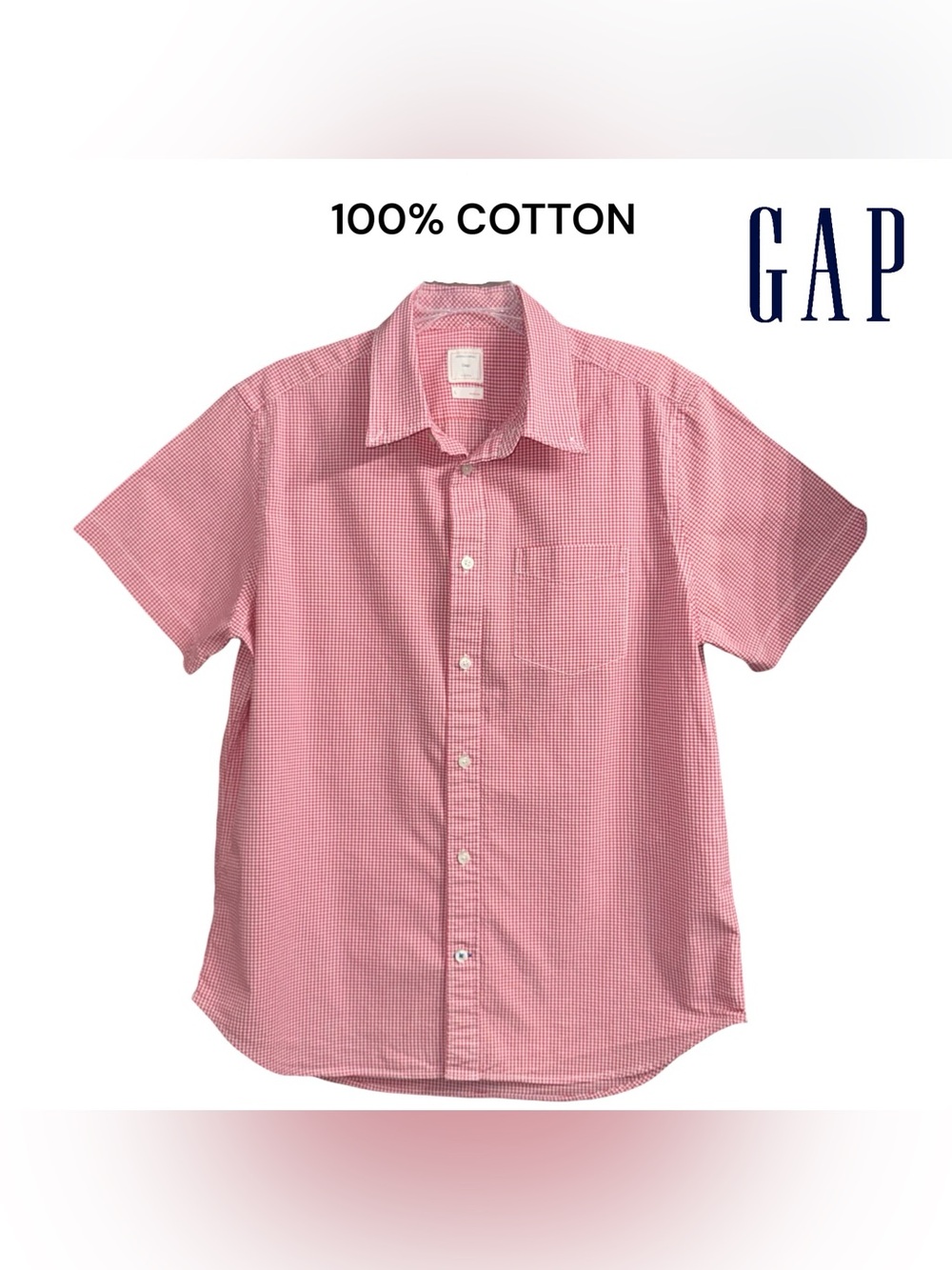 GAP Lived In, Men’s 100% Cotton Short Sleeve Button Up, Size Large